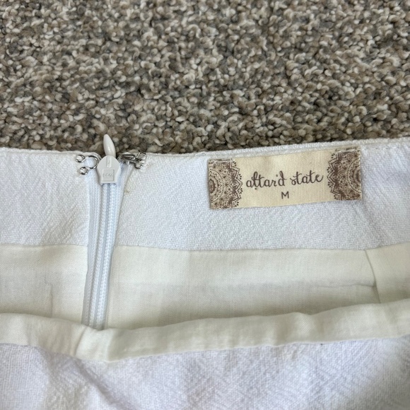 Altar'd State White Boho Embroidered Linen Cotton Mini Skirt, Size Medium - Picture 2 of 5